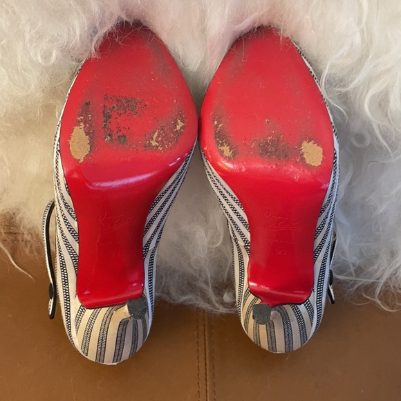 Christian Louboutin Black and White Pinstripe Mary Janes, Size 37 (runs small) - Picture 8 of 15